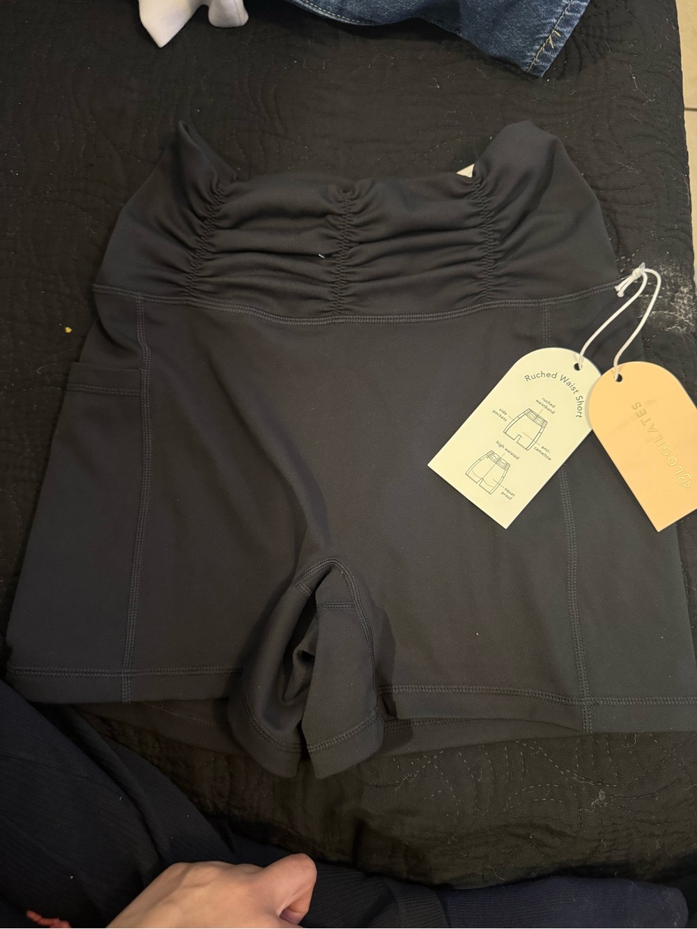 Ruched Waist Black Bike Shorts - Women's Activewear